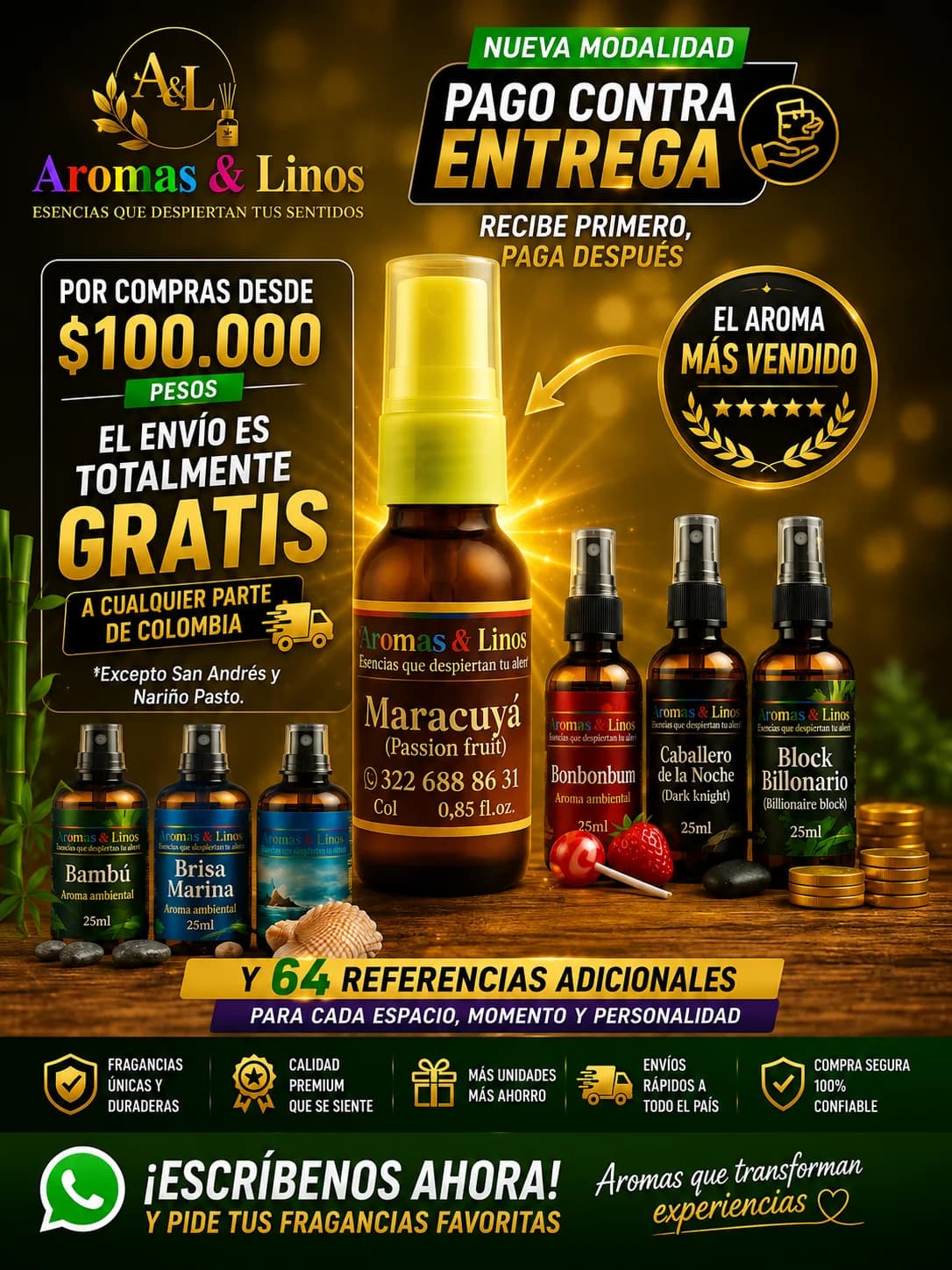 Compra 5 unidades o más de Aromas y Linos y recibe envío gratis
